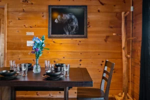 Ample seating at the dinner table.